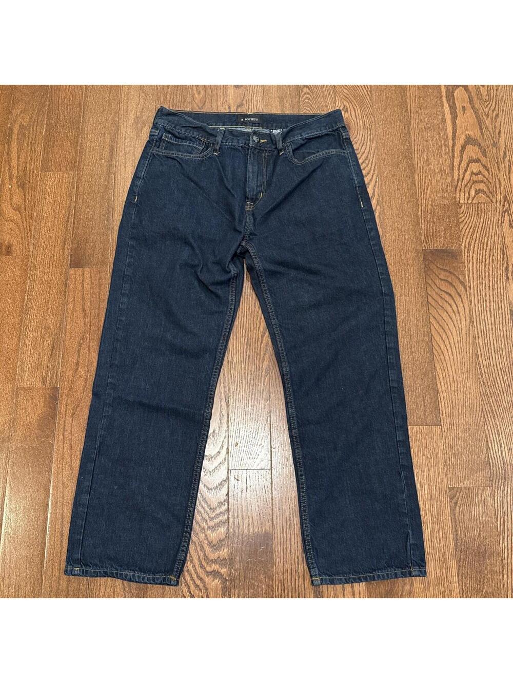 R. Society Men’s Jeans Denim Black Dark Wash Size 34x30 Straight Fit VTG Y2K